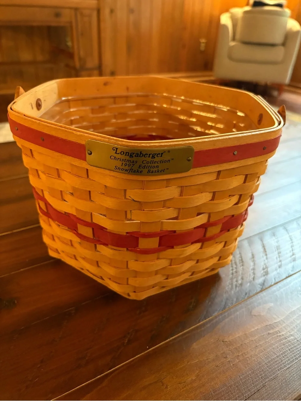 Longaberger Christmas Collection 1997 Edition Snowflake Basket Woven Basket